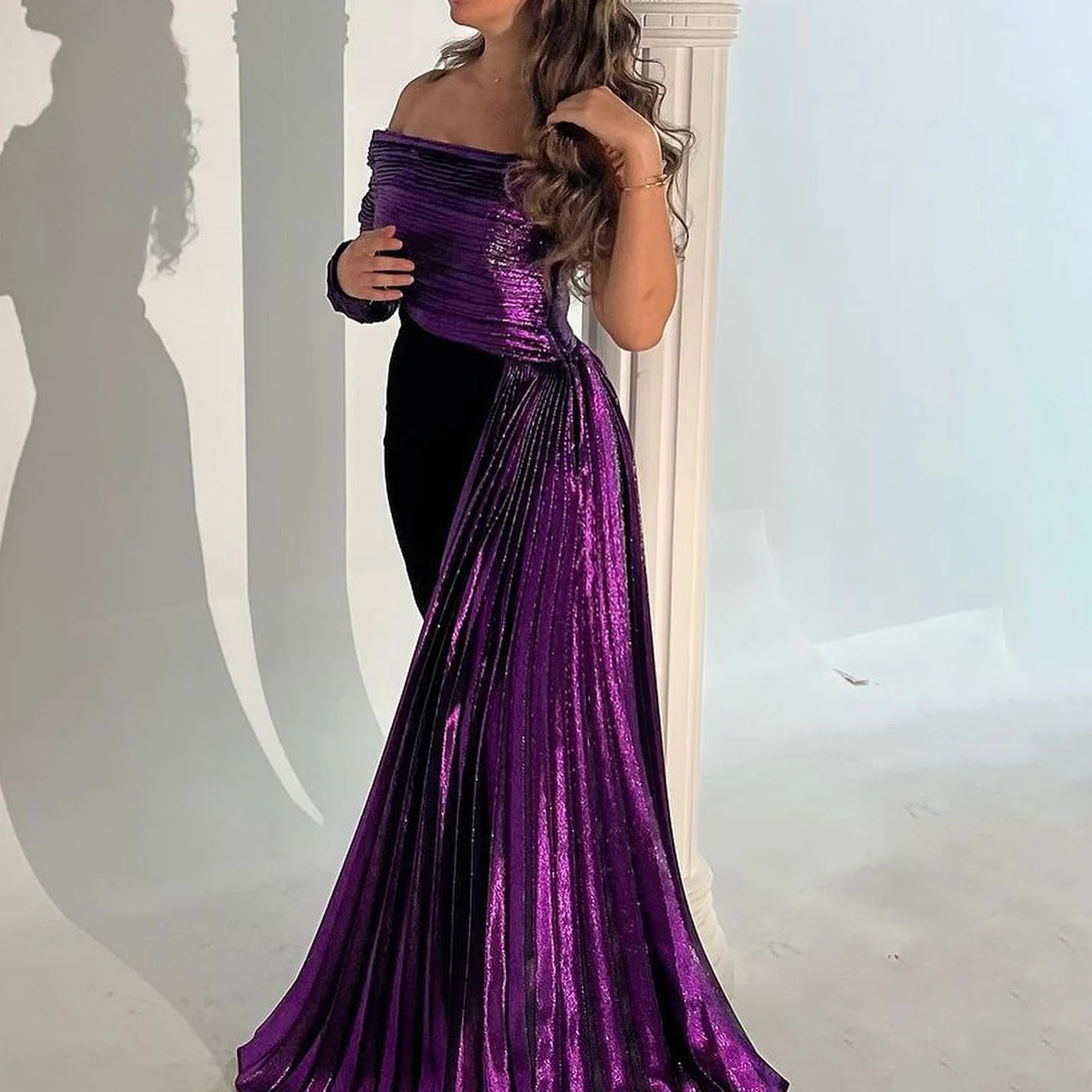 

OEING Strapless Luxury Formal Evening Dresses Sheath Pleat Sleeveless فساتين سهرة Floor Length Elegant Prom Growns Party Women