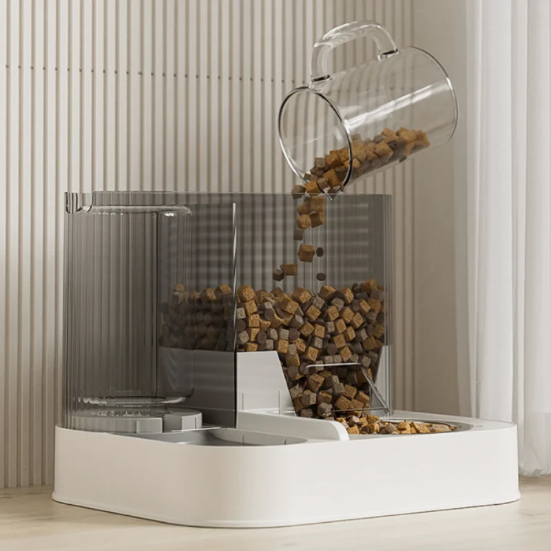 Automatic Pet Feeder And Water Dispenser With Stainless Steel Bowl_voghion.com