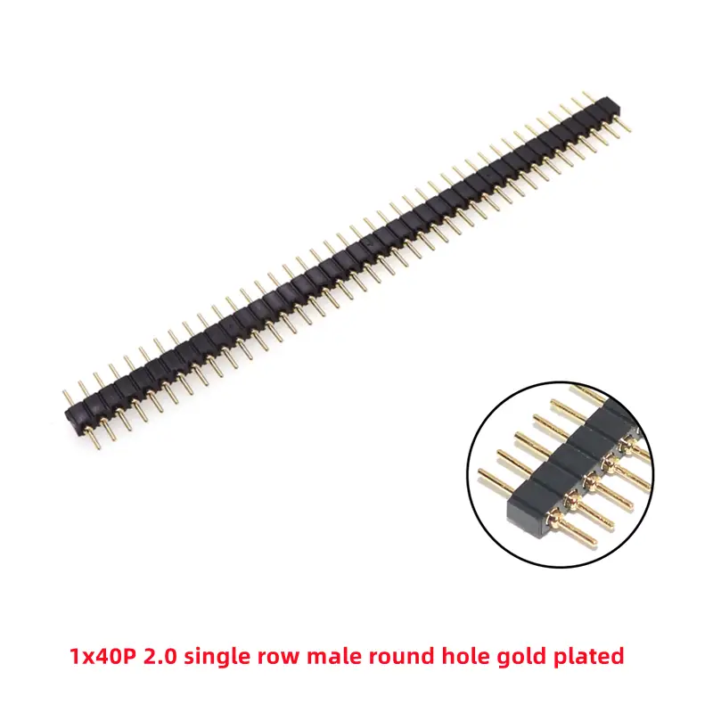5 Pcs Round Hole Pin Header 2.0MM/2.54MM Pitch Row Female/Male, Single Row 1x40P Row 2x40P Double Row Pin Round Pin Gold Plated image 14