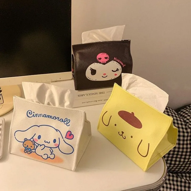 

Sanrio Kuromi Cinnamoroll помпон пурин мультяшный креативный бумажный ящик Милая модная простая для гостиной настольная Водонепроницаемая коробка для салфеток