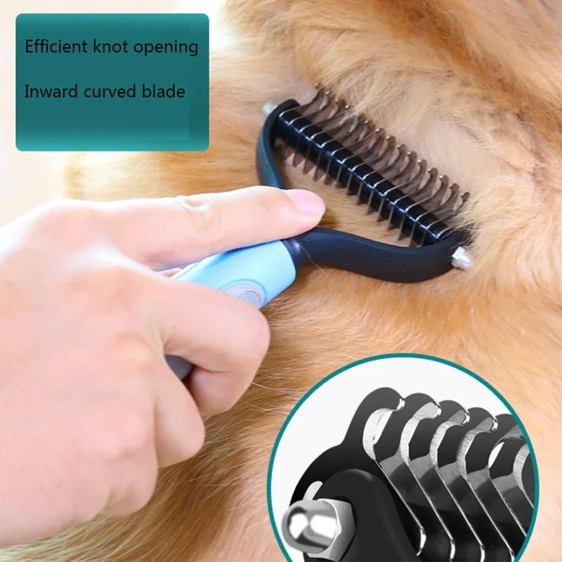 Double Sided Pets Fur Knot Cutter Grooming Shedding Tools Hair Removal Comb Brush Furcleaner Professional Pet Deshedding Brush