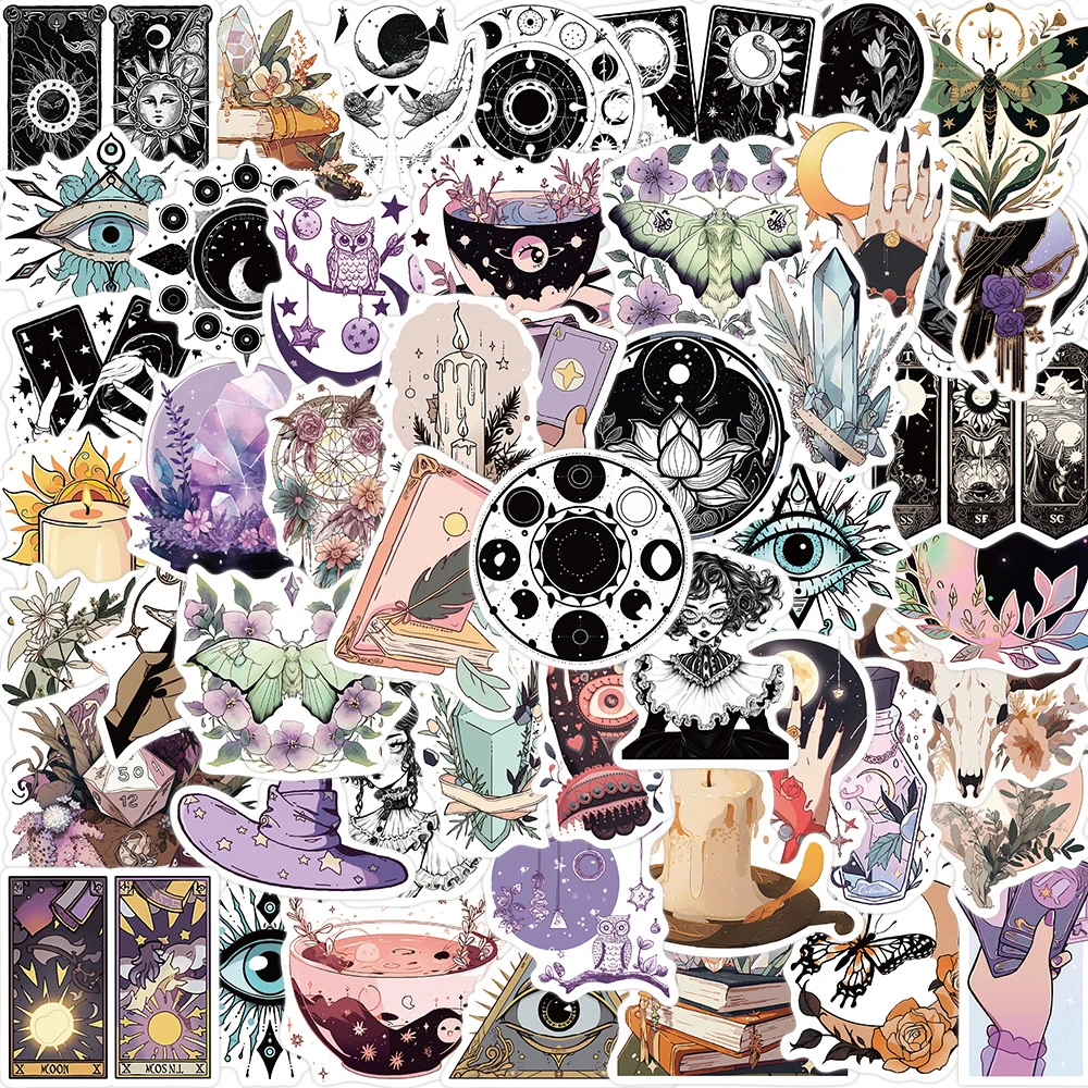 

10/30/50pcs Boho Style Witch Apothecary Stickers Crystal Aesthetics Sticker Laptop Diary Scrapbooking Skateboard Kid Toys Decals