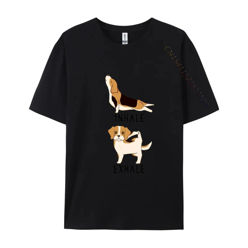 High Quality Inhale Exhale Beagle Yoga Geek Tshirts Round Neck Combed cotton Student Tops Shirts Tshirts VALENTINE DAY Inhale Exhale Beagle Yoga black