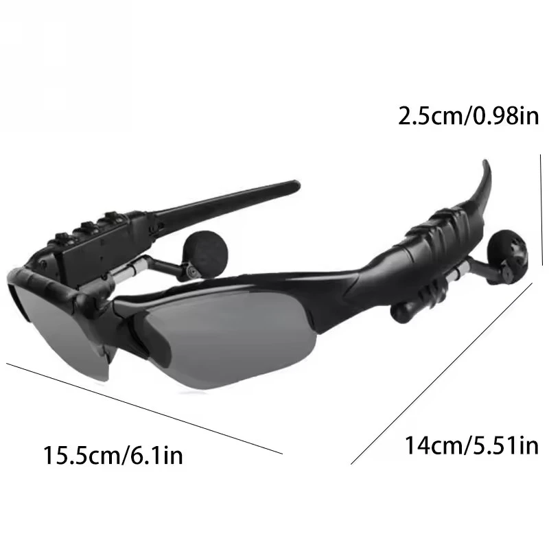 Stereo Bluetooth Earphones Wireless Headset with Mic Glasses Sunglasses for Driving Cycling Sports Noise Reduction Headphones 2