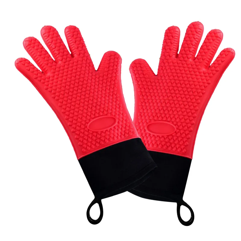 Double Layer BBQ Oven Gloves Silicone for Cooking Grilling Waterproof Mitts kitchen utensils oven mitts 1Pc