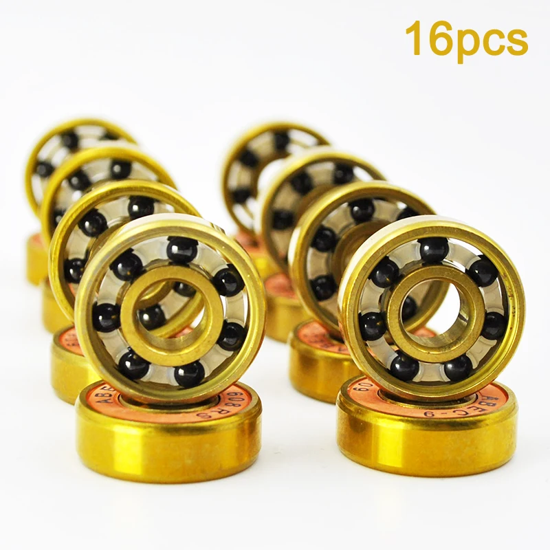 16pcs 608 2RS Hybrid Black Ceramic Ball Bearing 8*22*7mm