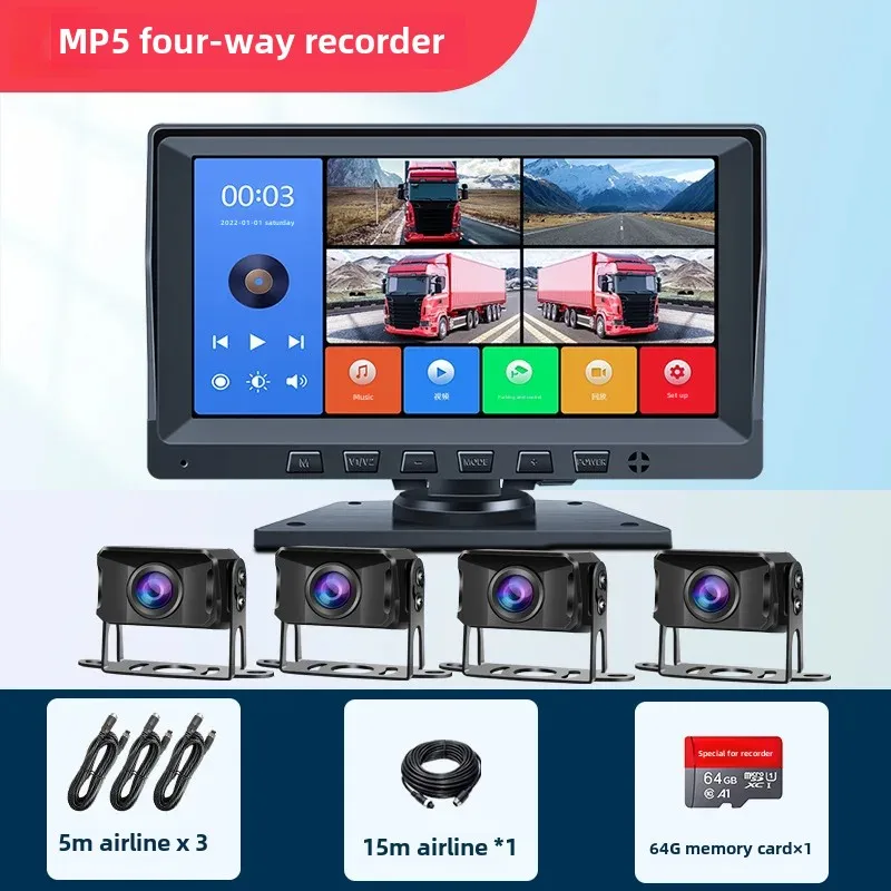thumbnail image 1 of Cámara de tablero para camión con alerta de punto ciego en cuatro direcciones, 360 grados, alta definición, 4k, visión nocturna a todo color, imagen de visión trasera, dispositivo integrado, 1 of 5