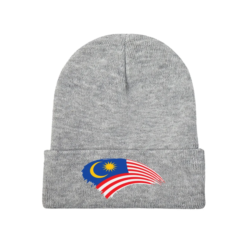 

Malaysia Flag Vector Beanie Knitted Hat Caps Fur Women Men Bonnet Winter Warm