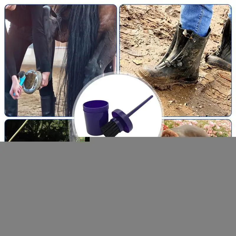 Hoof Brush With Bucket Bristles Uniform Hoof Oil Bucket Brush Horse Hoof Oil Portable Container For Zoos Horse Training 5