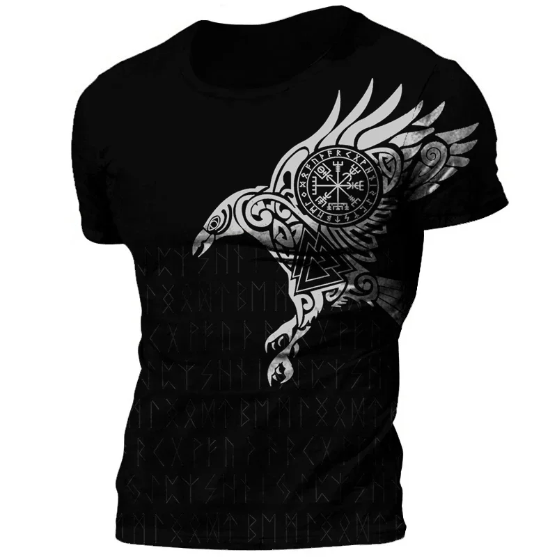 

2024 Summer New Hot Vintage Viking Tattoo 3D Printed Men's T-shirt Fashion Street Comfortable Breathable Plus Size Loose Top