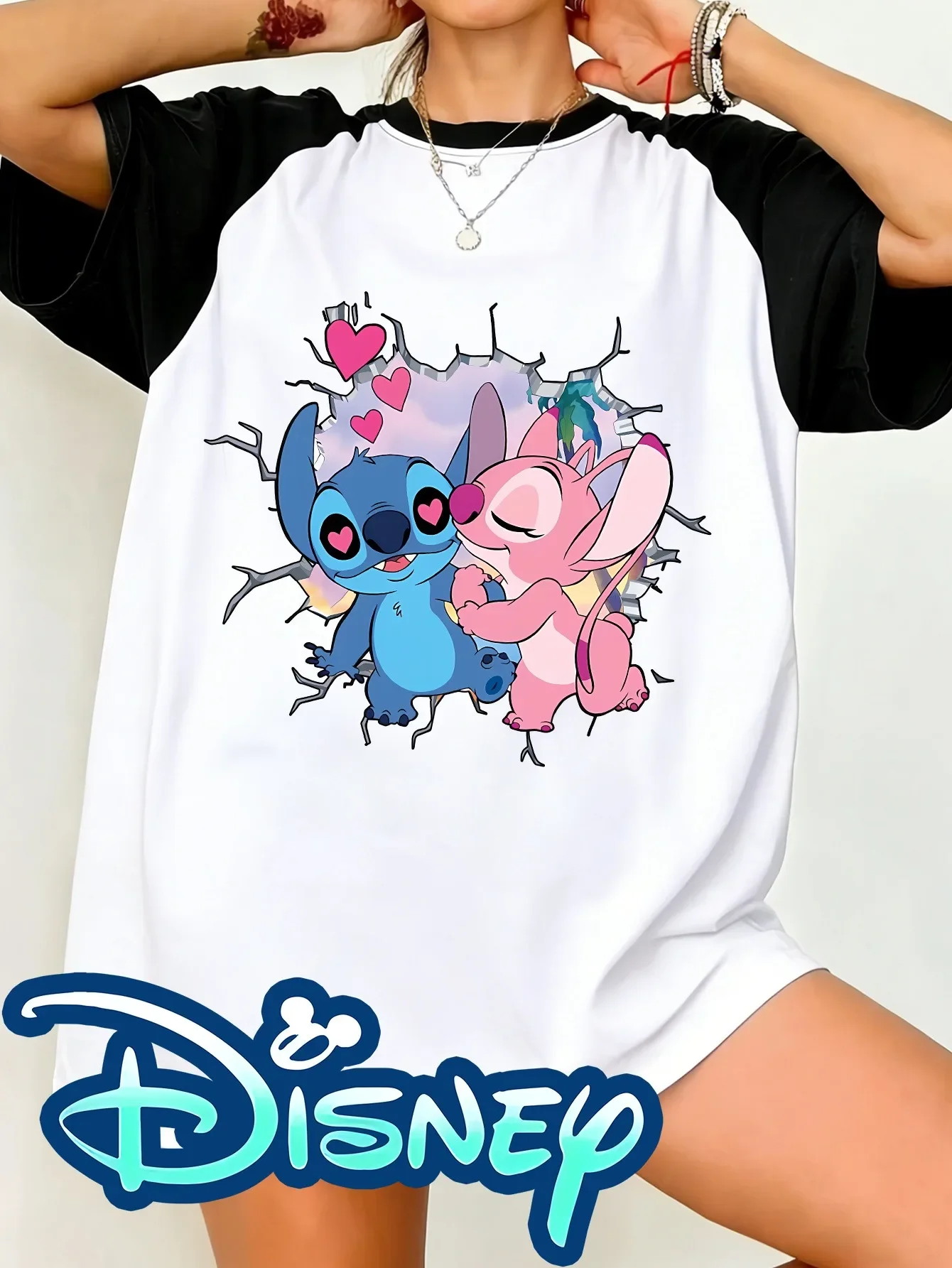 T-shirt Stitch & Angel Cœurs Disney | Pour fans amoureux