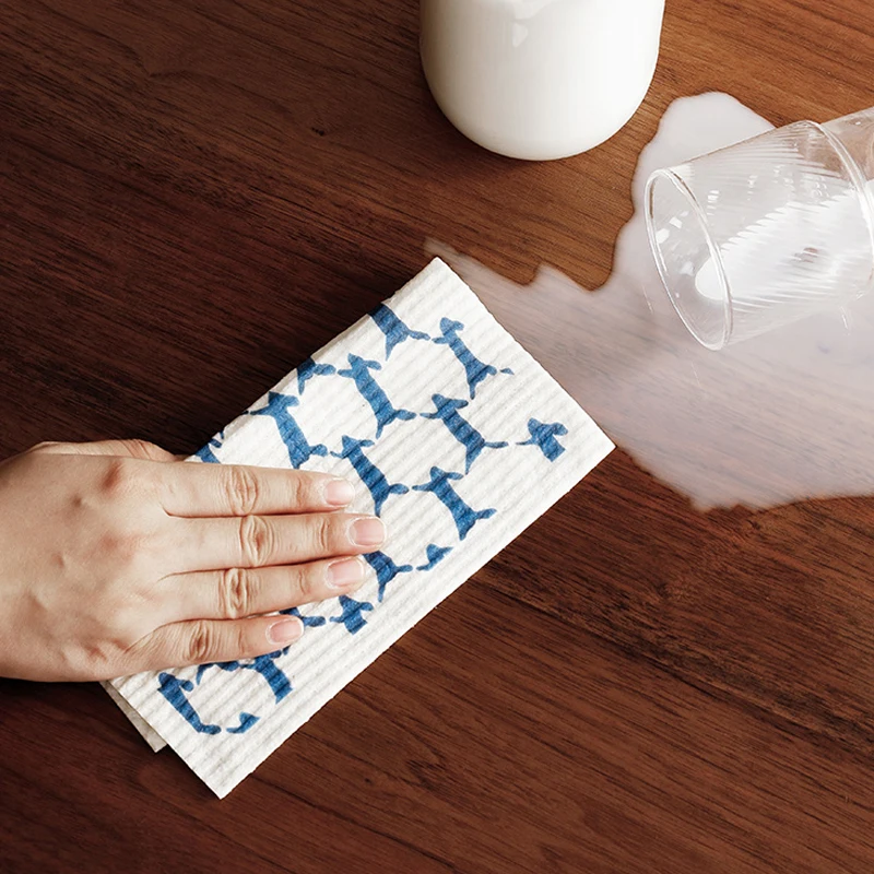 Absorbent Dishcloth Cellulose Cleaning Cloths 2/4pcs Reusable Wet Dry Household Kitchen Rag Dishwashing Scouring Pad