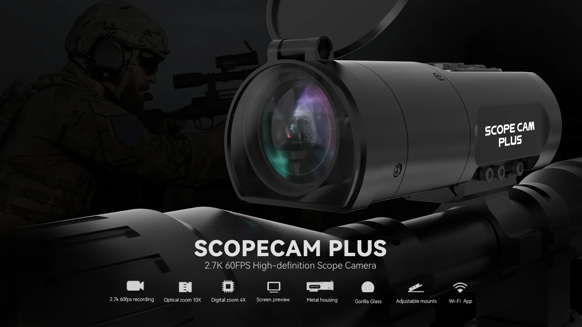 RunCam ScopeCam Plus Objectif 40x 15 на 500 пикселей Регистрация 2.7k 60FPS Страйкбол Пейнтбол Zoom