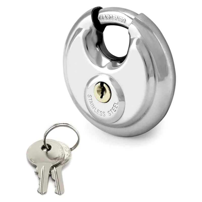 Disc Locks, Heavy Duty Steel Keyed Padlock Disc Storage Locks For Storage Unit Moving Trailers, 3/8Inch Shacklem13k