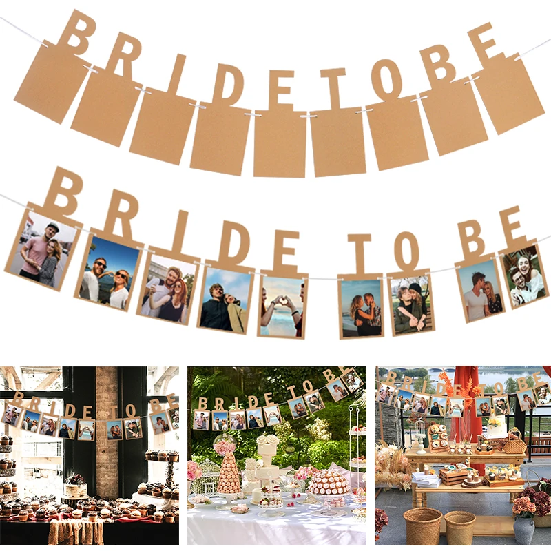 Party Decorations Paper Garland Triangular Flags 1pc Bride To Be Photo Banner Bachelorette Hen Party Garland Flags For Wedding Bridal Shower Engagement Party Hanging Decoration