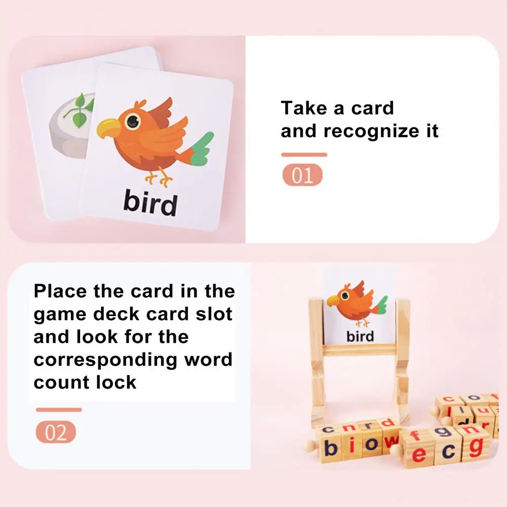 Wooden Alphabet Blocks Rotating Eco-friendly Natural Safe Long Lifespan Educational Spelling Toy for Kids