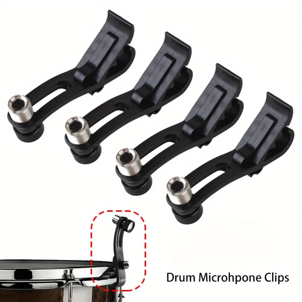 Microphone Stand Lavalier Microphone Clip 1PC Drum Microphone Clip Adjustable Mic Clamp Holder Stand Drum Rim Mount Clamp