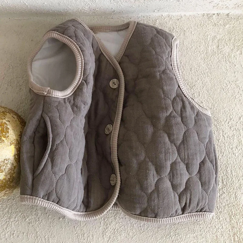 Winter Newborn Baby Boys And Girls Cotton Vests Children Casual All Match Waistcoat Sleeveless Warm Baby Solid Coat Clothes
