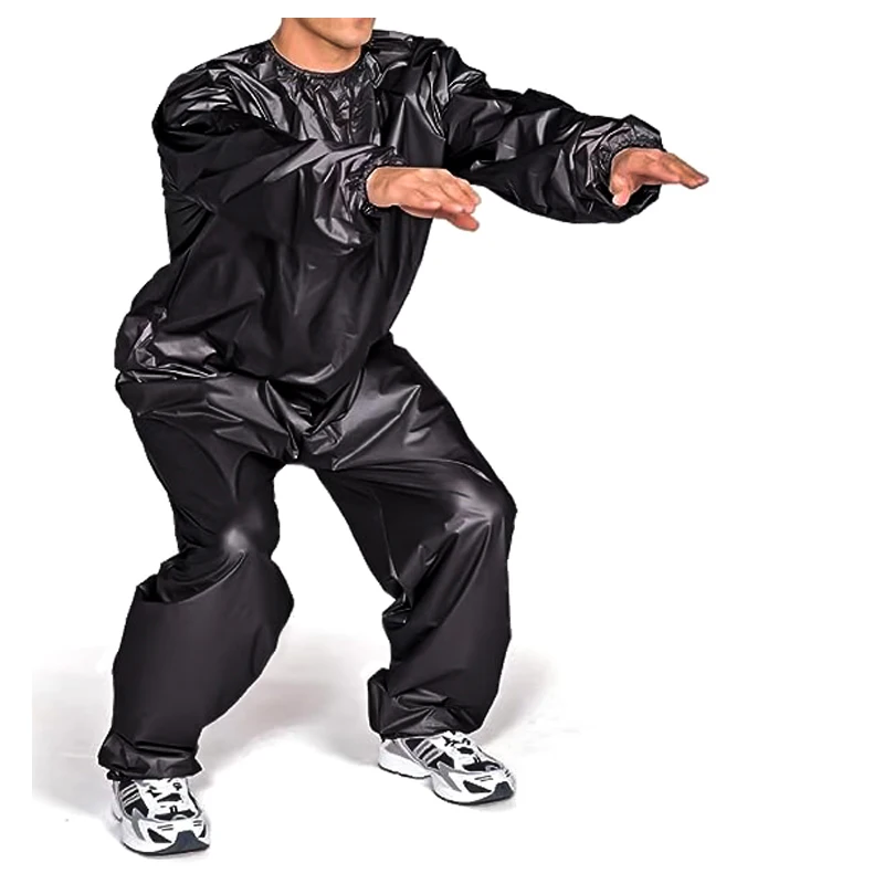 זיעה סאונה חליפת כושר אימון תרגיל יוניסקס PVC זיעה חליפת אנטי-Rip סאונה ירידה במשקל כבד החובה