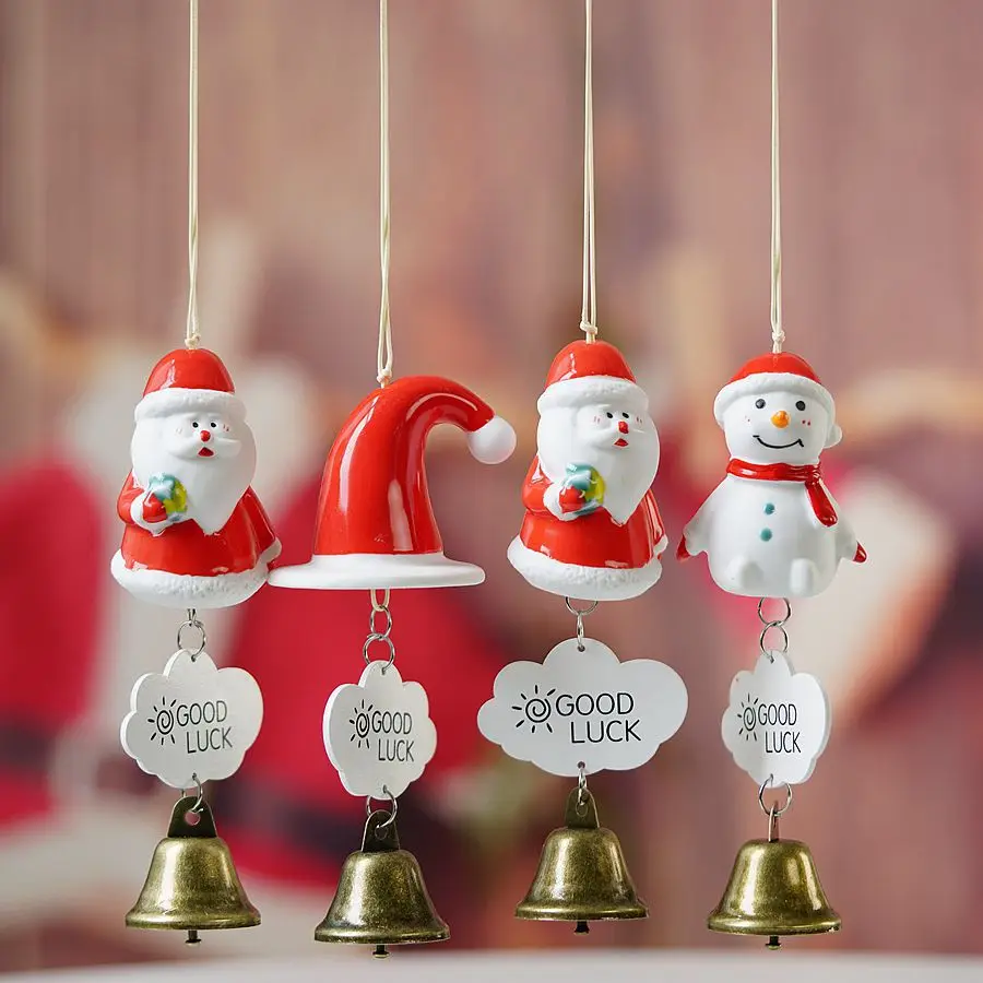 

Creative Ceramic Santa Bells Wind Chimes Pendant Furniture Decorative Crafts Car Hanging Ornaments Home Accessories
