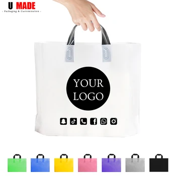 20/50pcs Custom Plastic Shopping Bags with Logo Personalized Gift Bag with Handles for Small Business Boutique Retail Party 1