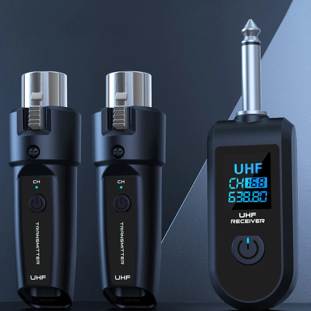 XLR Transmitter and Receiver Rechargeable Microphones Wired To Wireless System for Audio Mixer Dynamic Mic Electric Guitar Bass