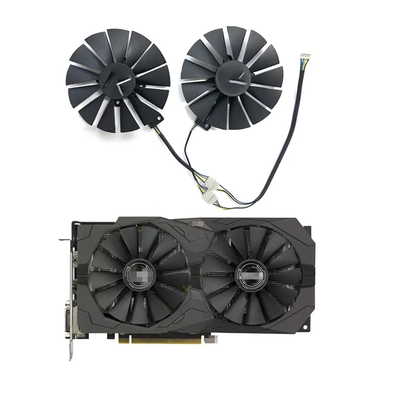 Новинка, 2 вентилятора для ASUS GeForce GTX1050 1050ti RX470 ROG STRIX OC, сменный вентилятор для видеокарты