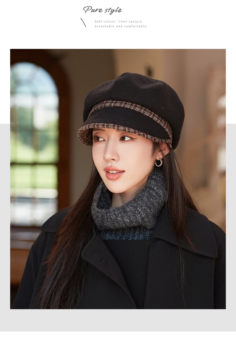 Cappello ottagonale in tweed caldo per uomini e donne da strillone invernale unisex per cappelli da detective maschili berretti piatti retrò chapeau_voghion.com