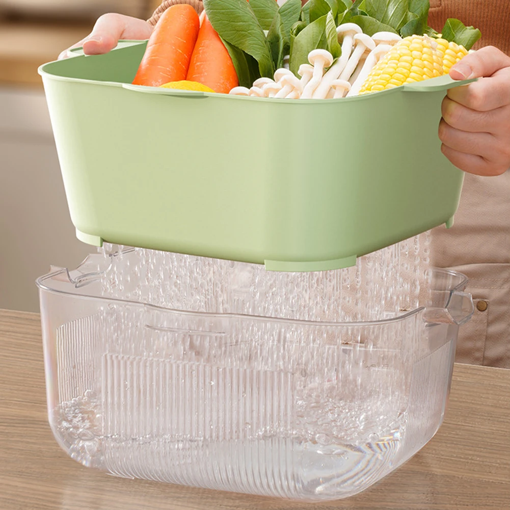 Double Layer Thickened Drain Basket Practical Veggie Leaf Drainer Tool For Fruit Salad
