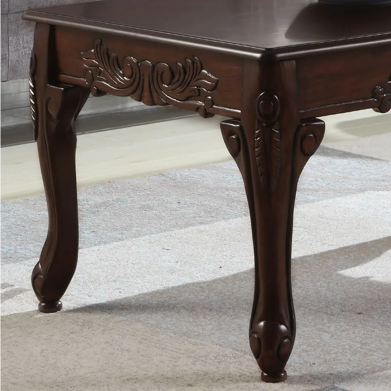 Traditional Ornate Detailing Wood Coffee Table, Dark Cherry 3