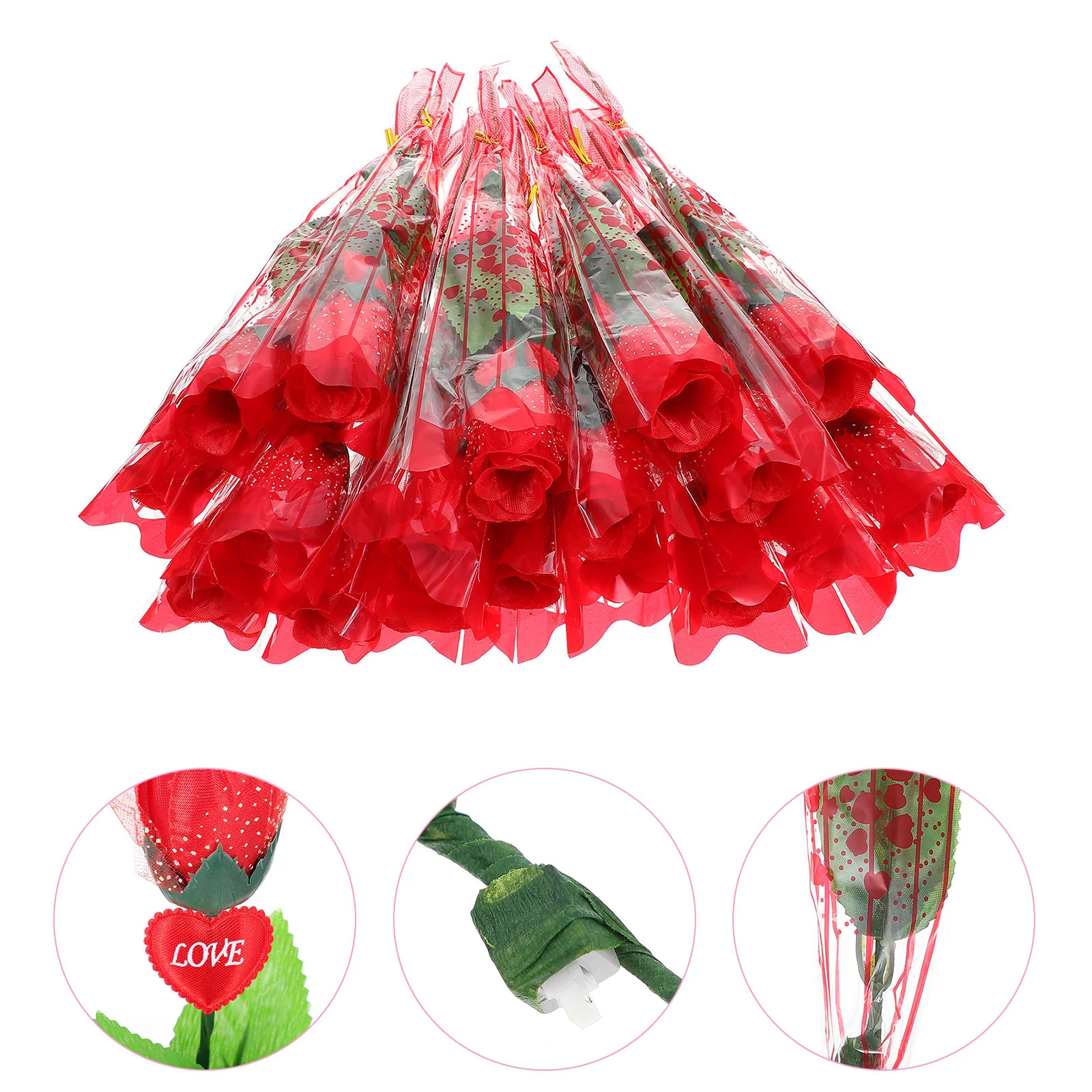 

18 Pcs Artificial Flower Valentine's Day Simulation Rose Wedding Decorations Plastic Fake Elegant Ornament Girl Flowers