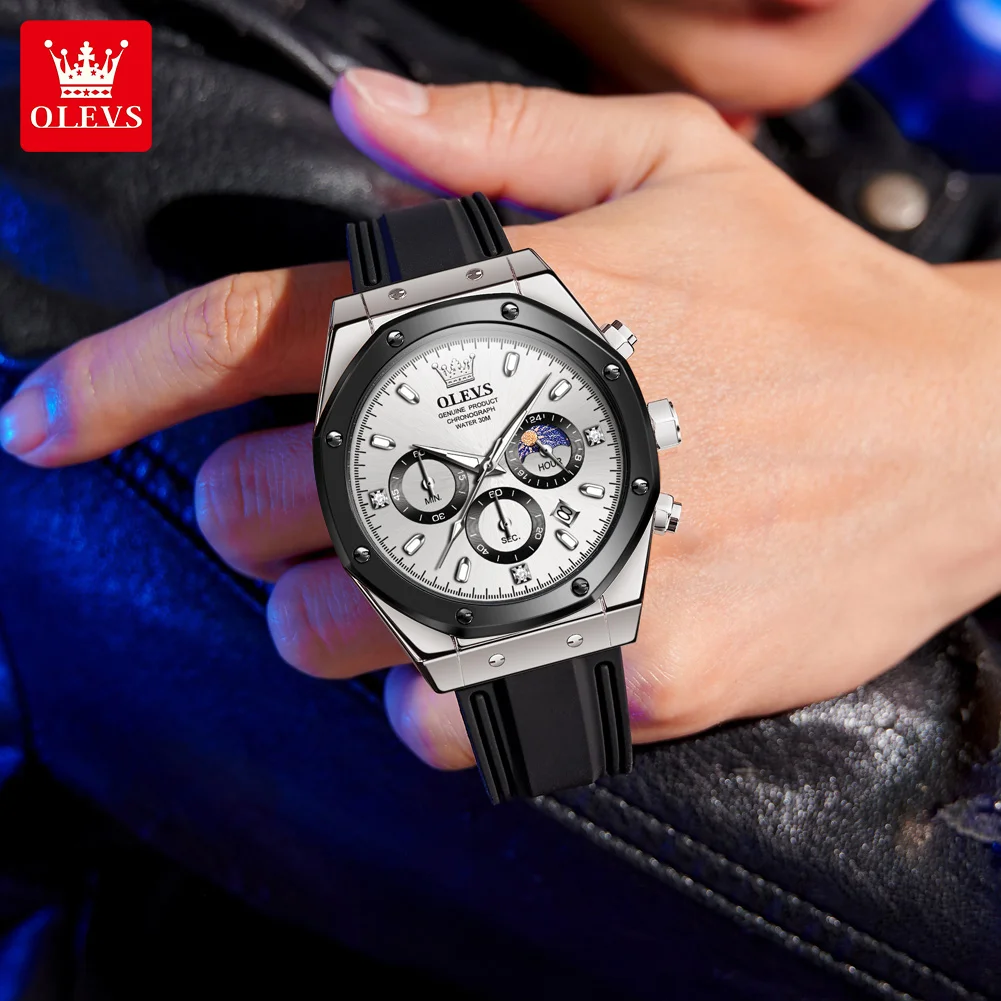 OLEVS Men's Waterproof Luminous Quartz Fashion Sport Watch