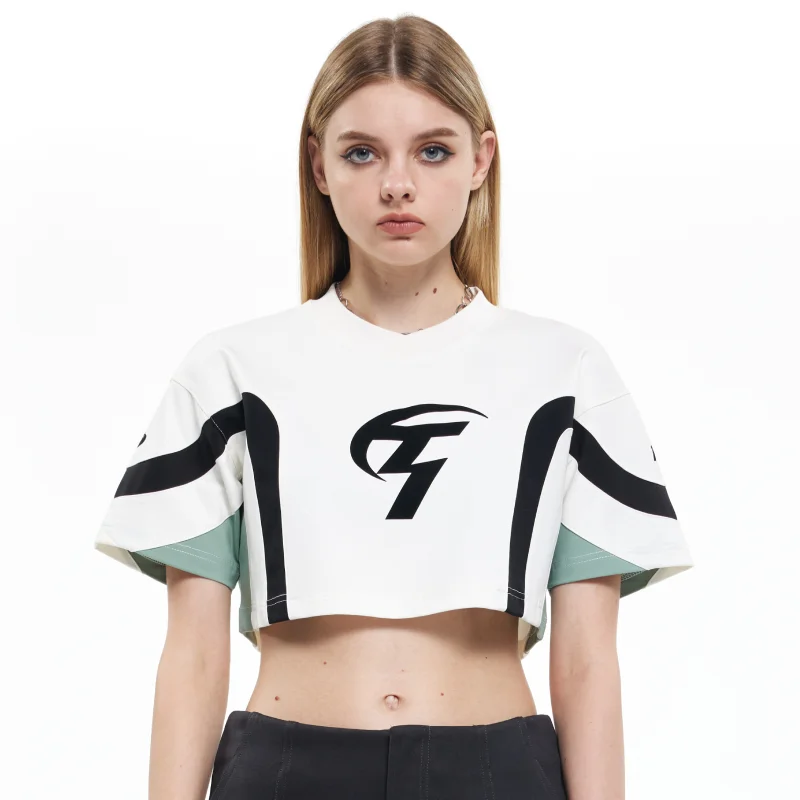 

Women Short Sleeve Cropped Tee Shirt Tops Crew Neck Loose T-Shirts Graphic Print Casual Women Crop Top Streetwear Y2k Clothes