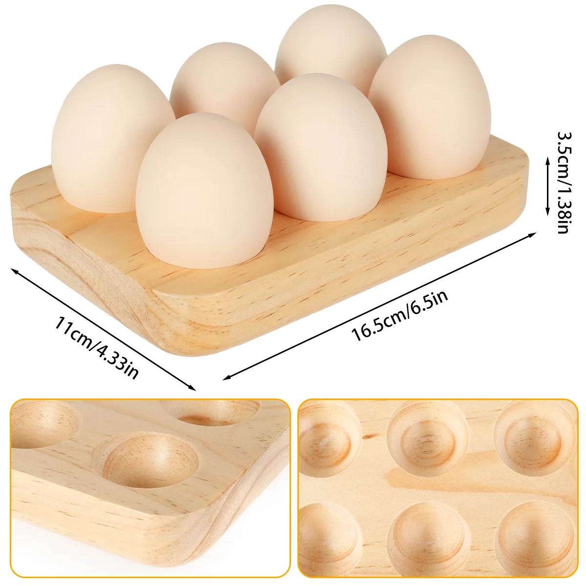 1/2Pcs Egg Tray 6/16 Hole Wood Egg Holder Space Saving Egg Plate Household Egg Storage Rack Accessories for Kitchen Refrigerator 5