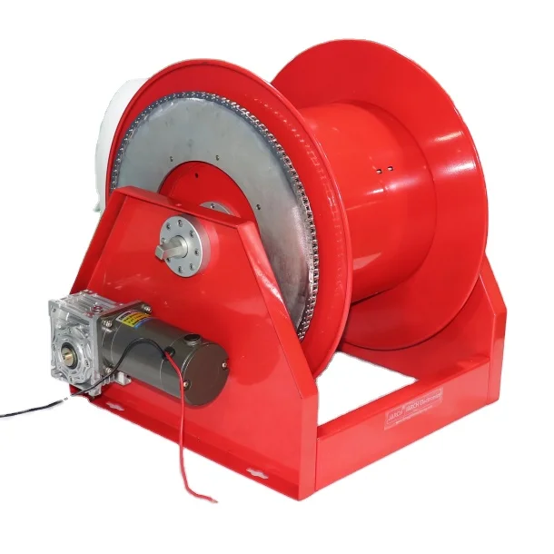 Retractable electric motorized cable reel extension power hose