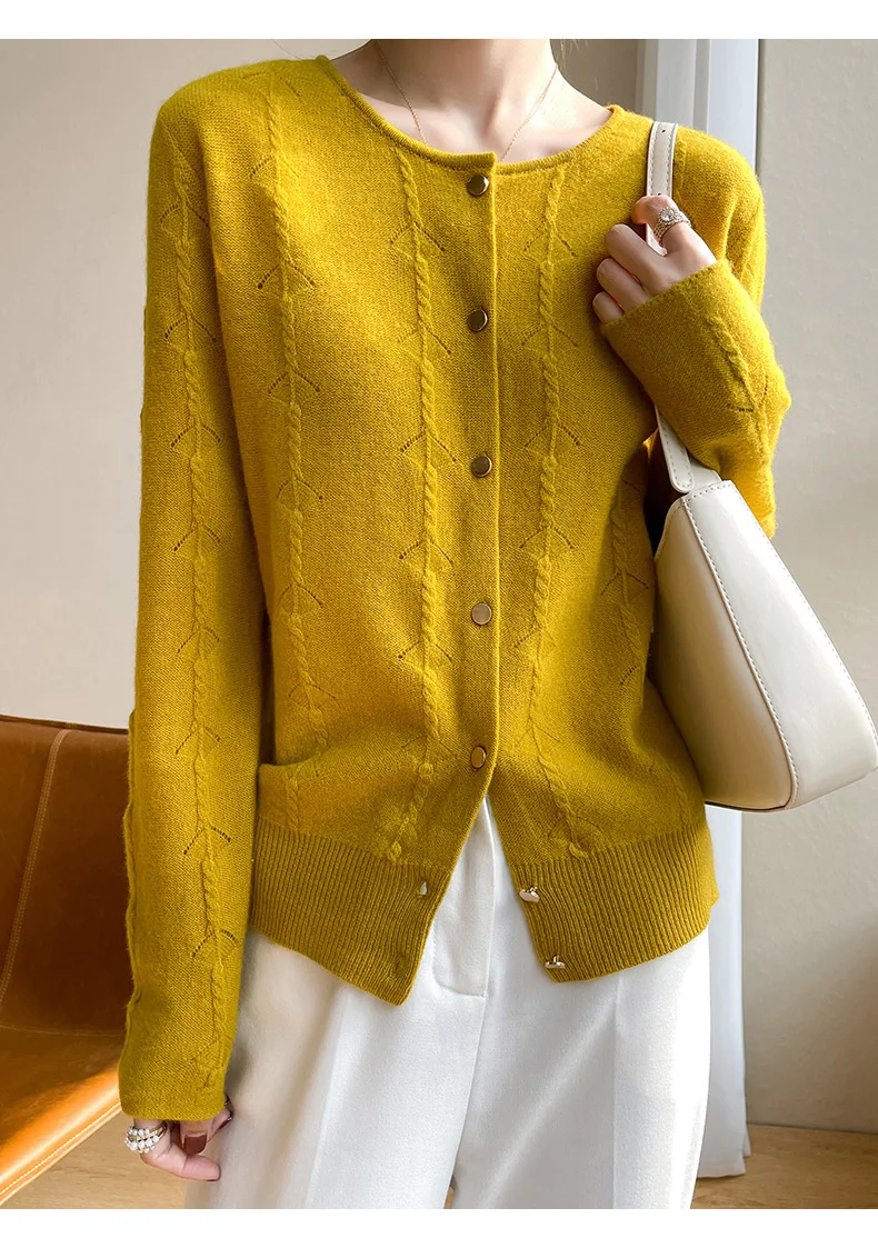 brown sweater BELIARST Cashmere Cardigan Women's Crew Neck Sweater 100% Pure Wool Knit Tops Spring and Autumn New Jacket Korean Fashion Coat blue sweater