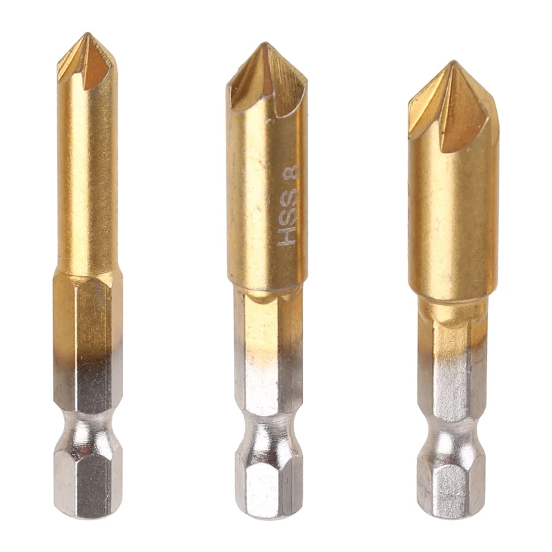 

1/4'' Shank HSS 5 Flute Countersink 90 Degree Center Tool Set For Wood Dropship