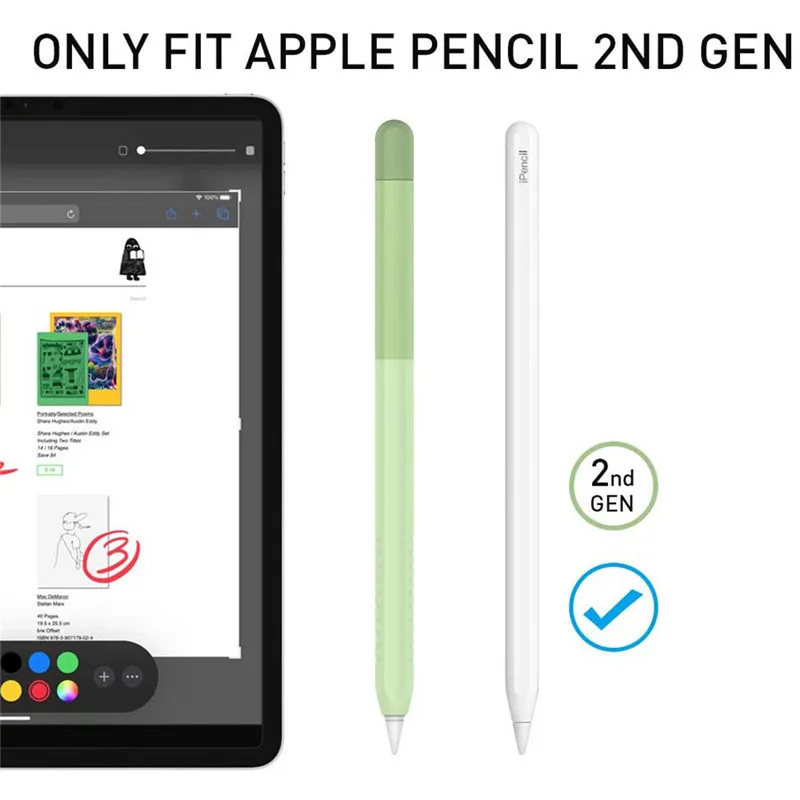 For Apple Pencil 2 Soft Silicone Case Gradient Color Non-slip Anti-fall iPad Pen 1 Protective Cover For iPad Pencil Accessories