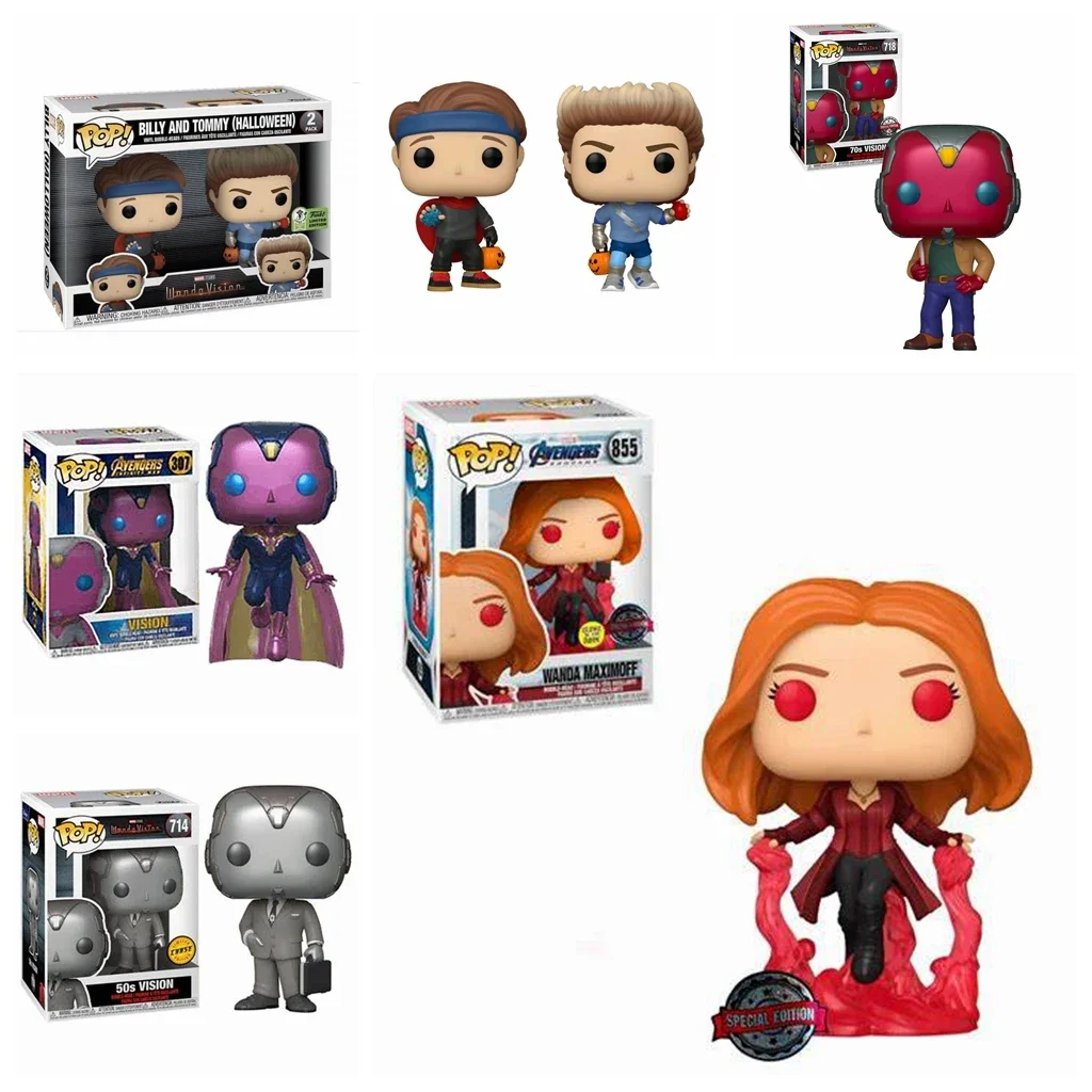 Фото Виниловая экшн-фигурка из ПВХ Funko Marvels Wanda Maximoff 855 #50s Vision 714 #70s Vision 718 # Билли и Томми на Хэллоуин, игрушки-модели №1