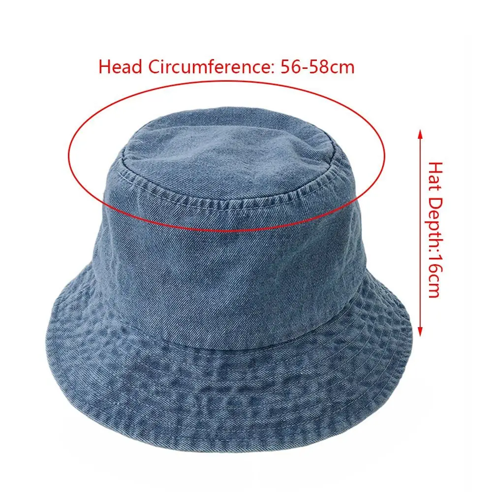 Unisex Cotton Bucket Hats Women Summer Sunscreen Panama Hat Men Denim Fabric Sunbonnet Outdoor Fisherman Hat Beach Cap