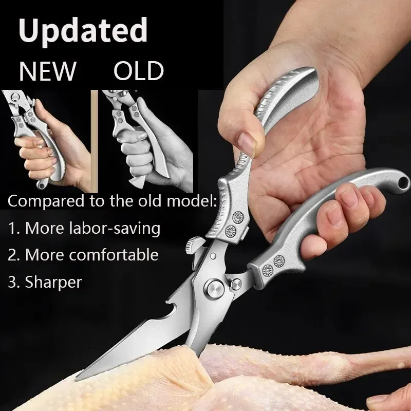 Stainless Steel Kitchen Scissors Kitchen Accessories Duck Fish Scissors Scale Cleaning Chef Utensils Chicken Bone Scissors Tools