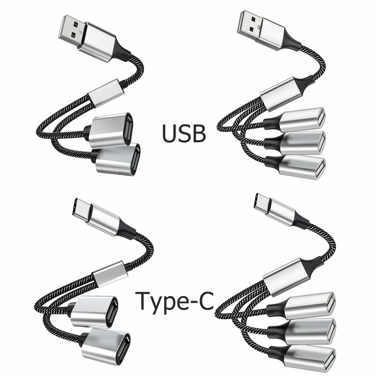 1 Spina Maschio A 3 4 Usb Femmina Presa Usb C Type-C Otg Extension Y Splitter Cavo Di Ricarica Dati Adattatore Di Alimentazione Convertitore Splitter
