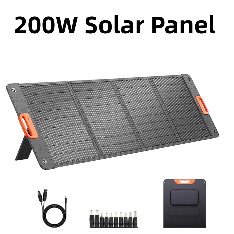 แผงโซลาร์เซลล์พกพา 100W 200W, กันน้ำระดับ IP68 แผงโซลาร์เซลล์พับได้ 60W เครื่องชาร์จพลังงานสำรองสำหรับสถานีไฟฟ้าและการตั้งแคมป์ 1