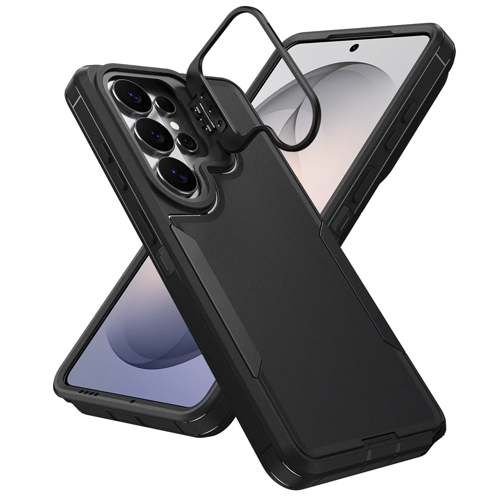 Shockproof Armor Flip Lens Stand Phone Case Cover