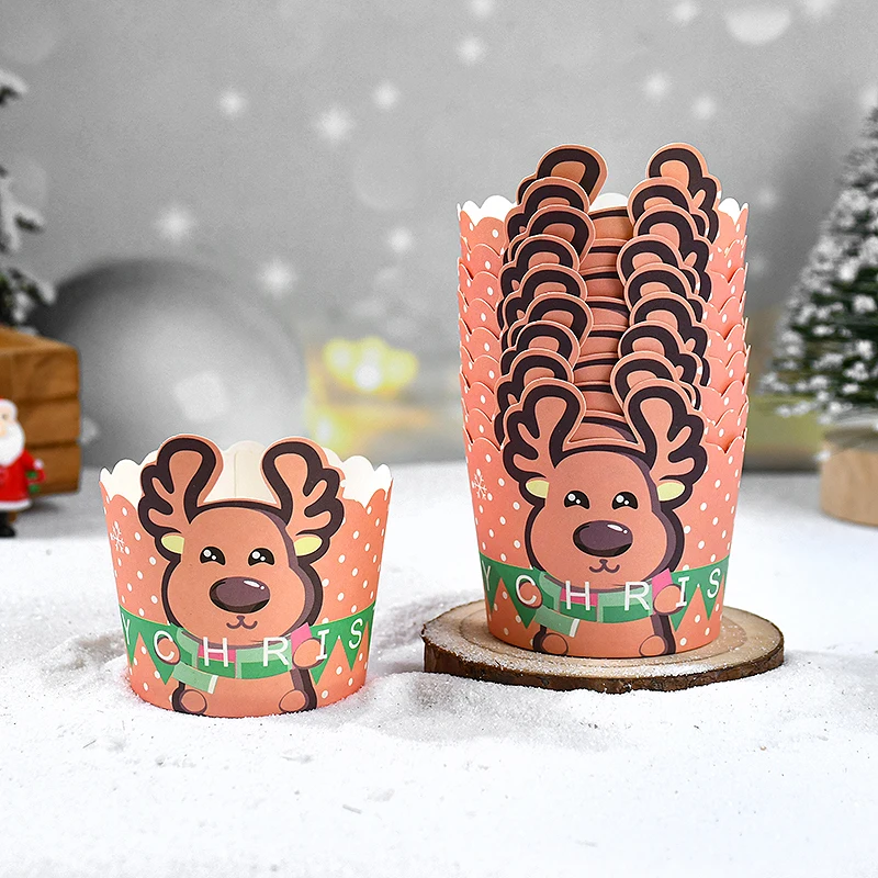 Description Picture 4 of item20Pcs Christmas Cupcake Linner Cartoon Santa Claus Muffin Paper Cups 2024 Christmas Party Cake Decoration Supplies Kids Favors