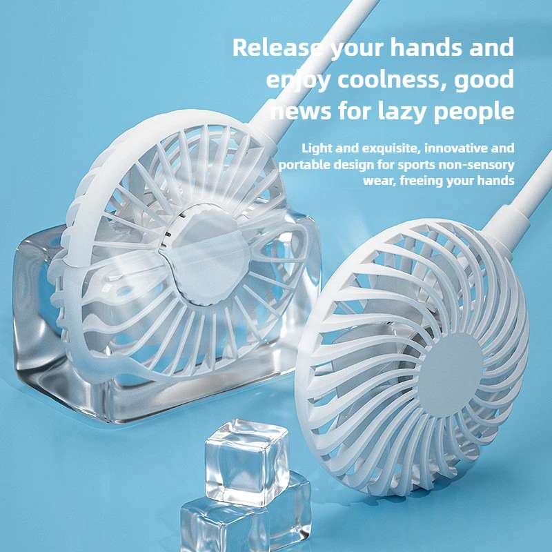 USB Portable Cold Fan Hands Free Neck Hanging Rechargeable Mini Sports3-Speed Adjustable Neck Dual Fan Home OfficeOutdoor Travel 3