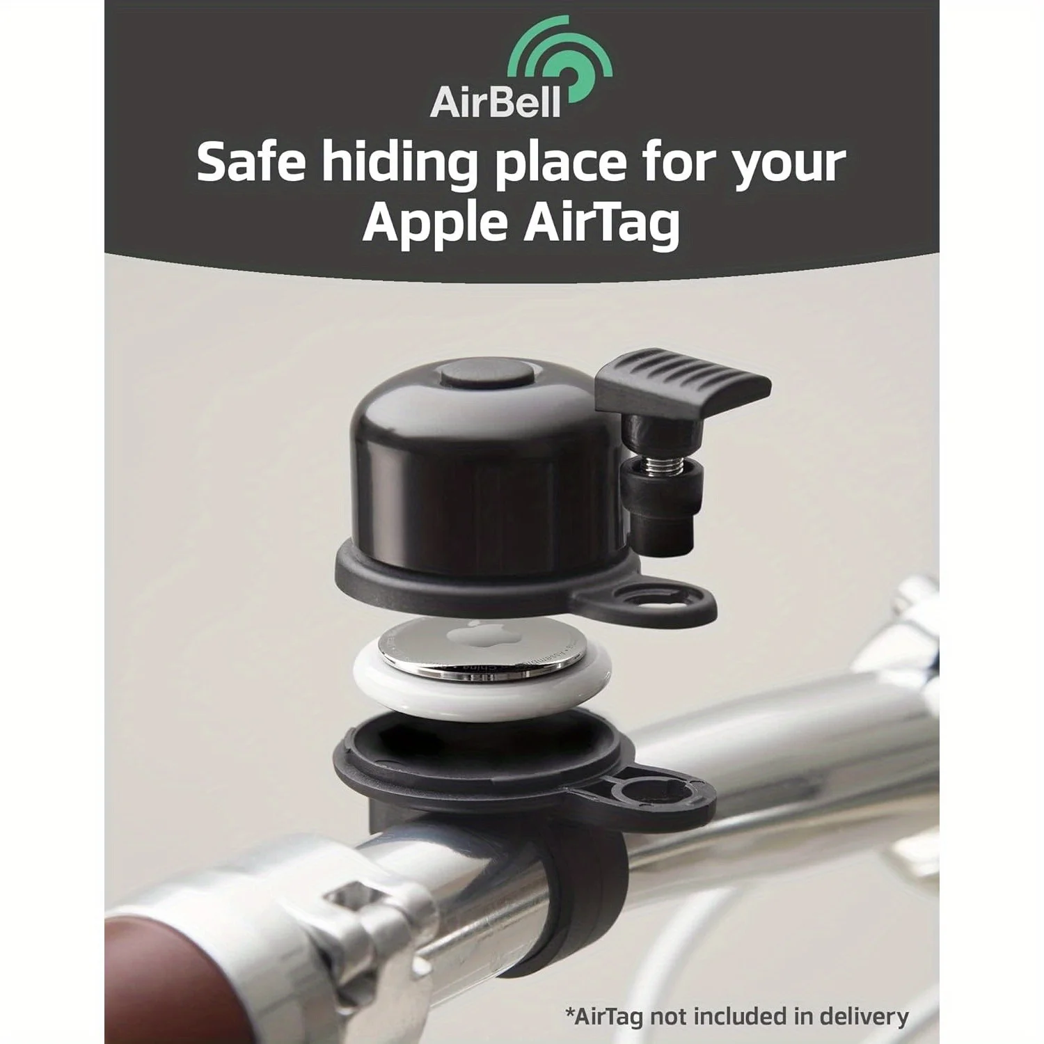 Bicycle Bell for Apple AirTag Holder Hidden in Bell Bicycle Anti-Theft Road Approved Tool Included