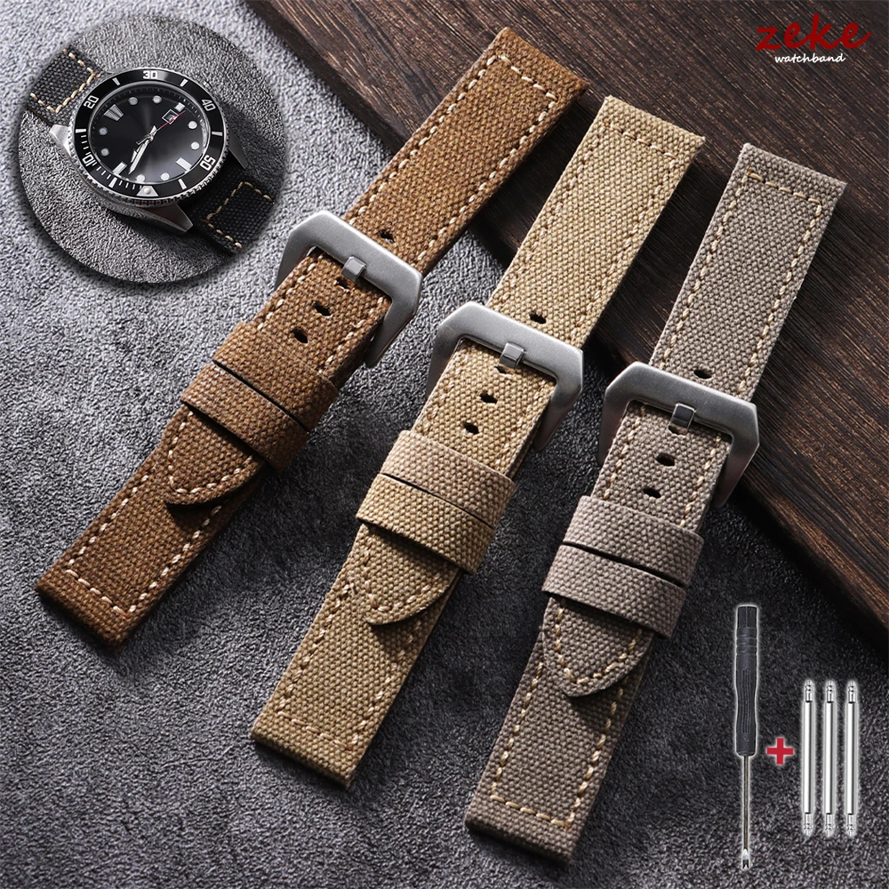 Waterproof Sailcloth Nylon Leather Watch Strap with Quick Release