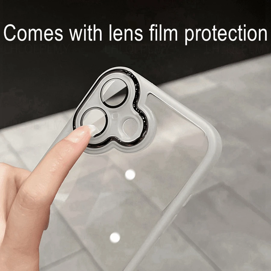 Transparent Soft TPU Phone Case with Camera Lens Protector Film
