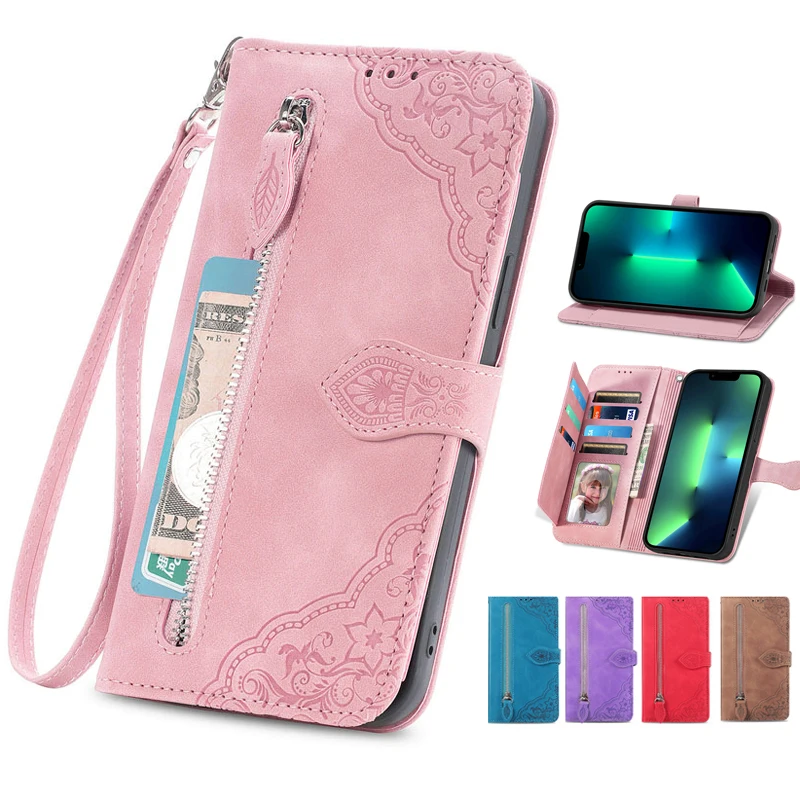 AMWEI Leather Folio Cover per Huawei Honor X7, Goffratura a